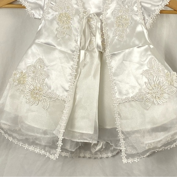Aiden Jess Baby Girl White Baptism Christening Dress With Jacket And Bonnet - Picture 8 of 16
